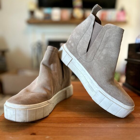 Dolce Vita Taupe Suede Ankle Platform Bootie Women's Size 8.5M Good Condition - Picture 1 of 11